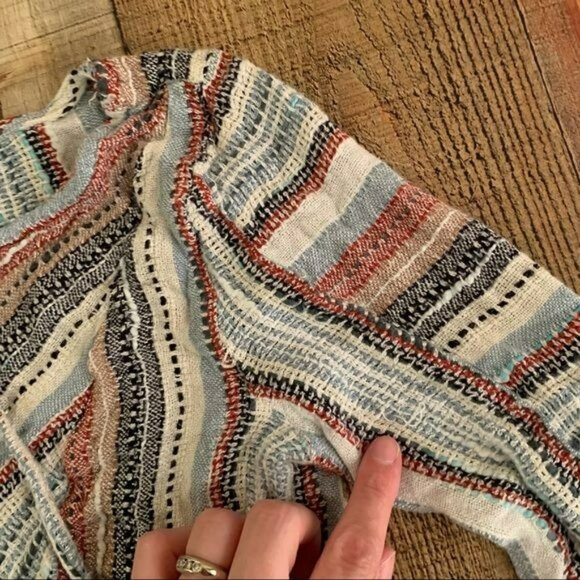 Blue rain women's size x-small long sleeve knit striped top with neck ties - Picture 3 of 11